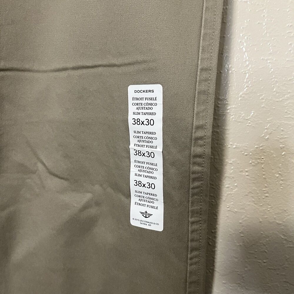 Dockers Men's Brown Alpha Khaki Slim Tapered Fit Pants 38x30 Office Profess - Picture 3 of 6
